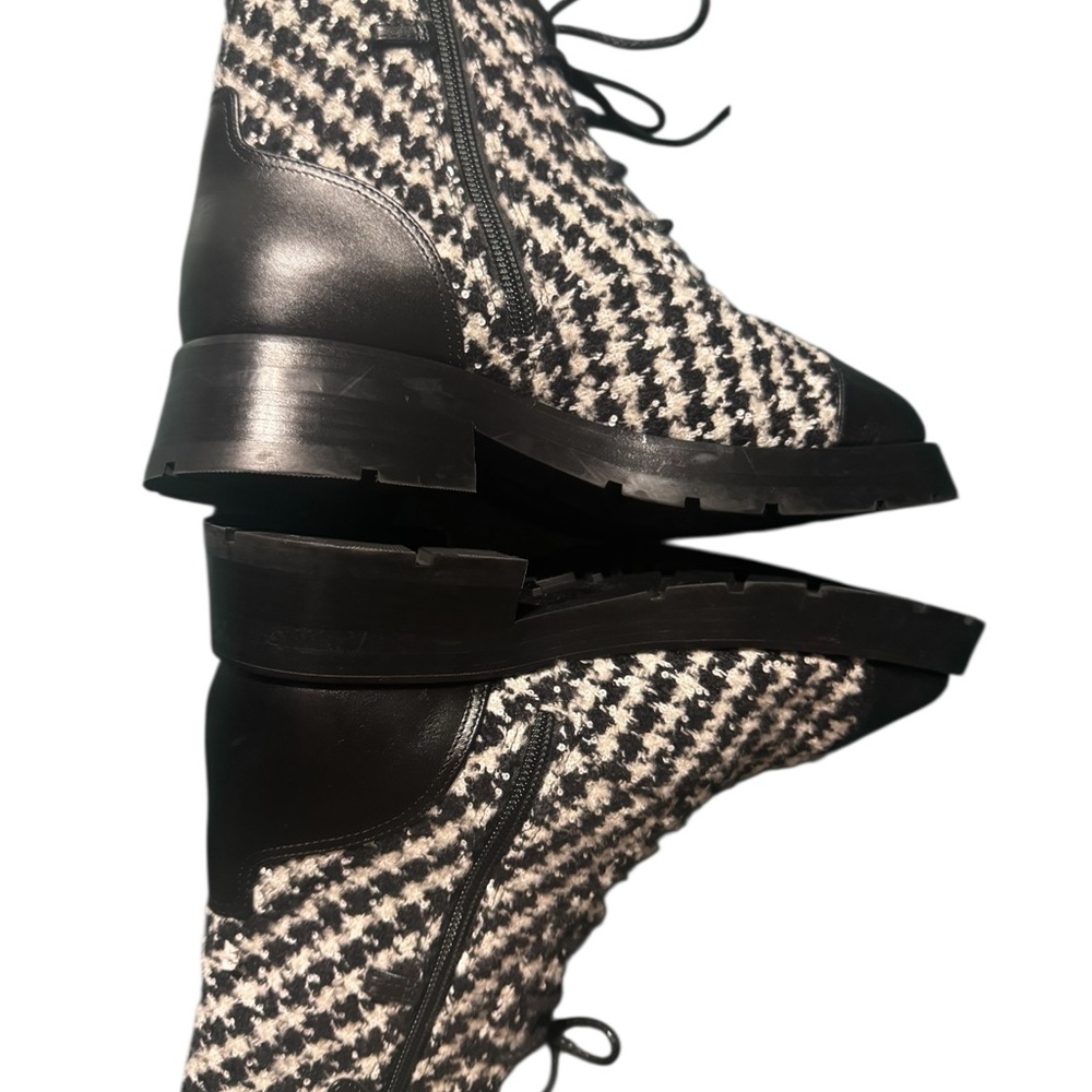 Chanel Tweed Houndstooth Combat Boots IT 37 - Picture 4 of 10